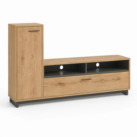 TV sestava s vysokou skříňkou 180 × 40 × 95 cm, přírodní dub a antracit